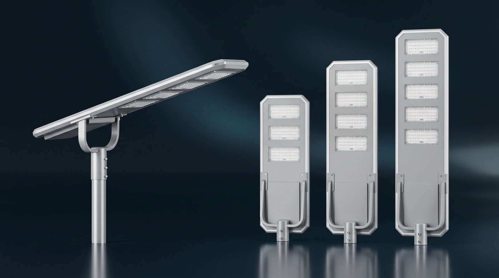 Solarens All-in-One Solar Street Light product lineup — horizontal and vertical series